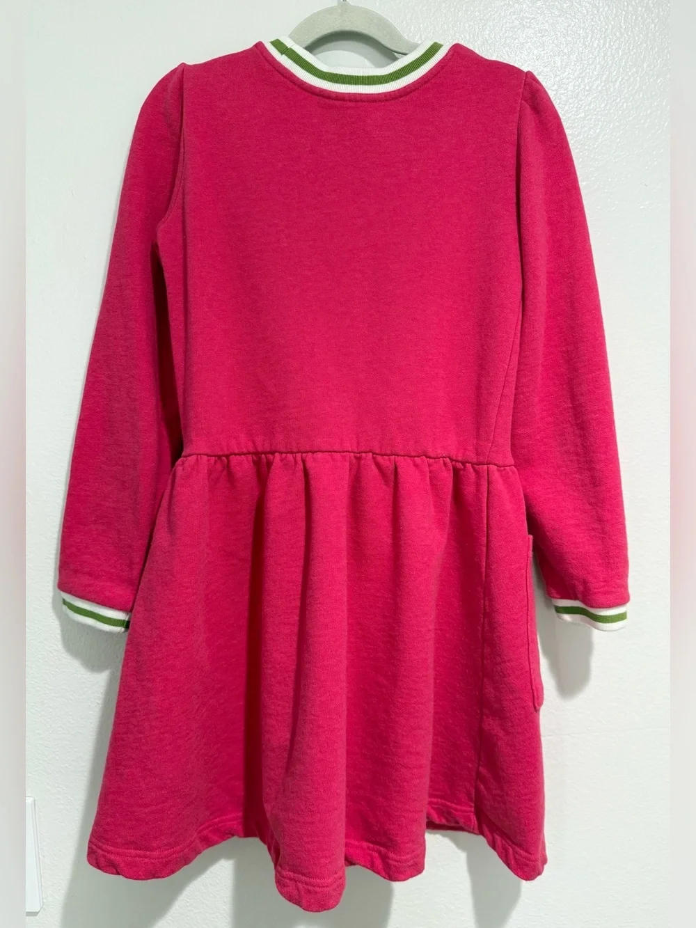 Mini Boden Hot Pink Long-Sleeve Floral Pocket Dress